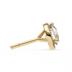 Yellow Gold Round Brilliant Diamond Halo Stud Earring