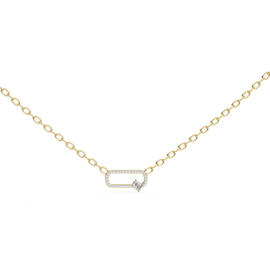 Natural Diamond Geometric Link Pendant