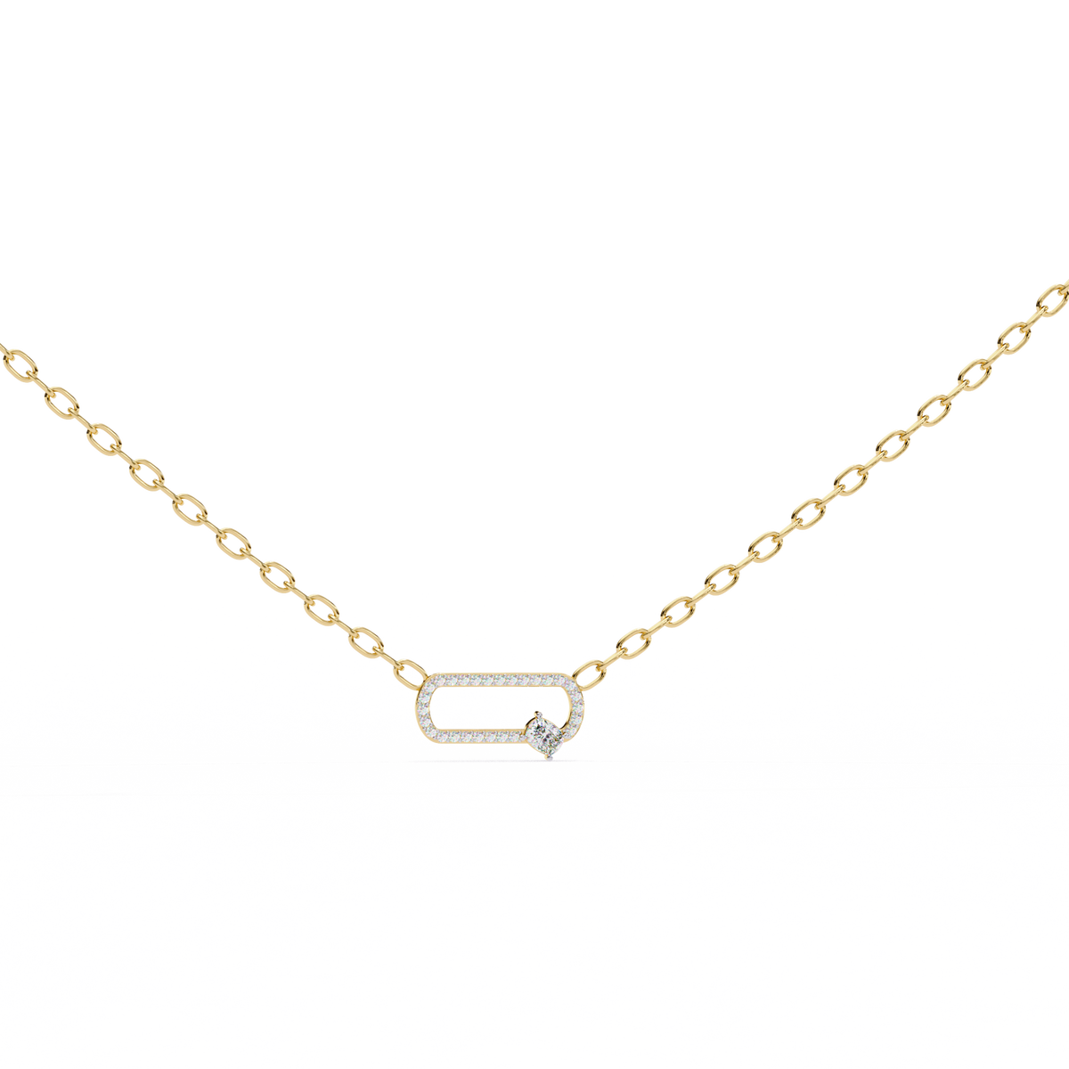Natural Diamond Geometric Link Pendant