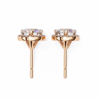 Rose Gold Diamond Halo Stud Earrings