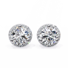 Gold Round Brilliant Diamond Halo Stud Earring
