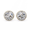 Gold Round Brilliant Diamond Halo Stud Earring