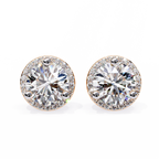 Rose Gold Diamond Halo Stud Earrings