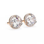 Rose Gold Diamond Halo Stud Earrings
