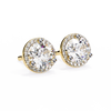 Gold Round Brilliant Diamond Halo Stud Earring