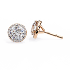 Rose Gold Diamond Halo Stud Earrings