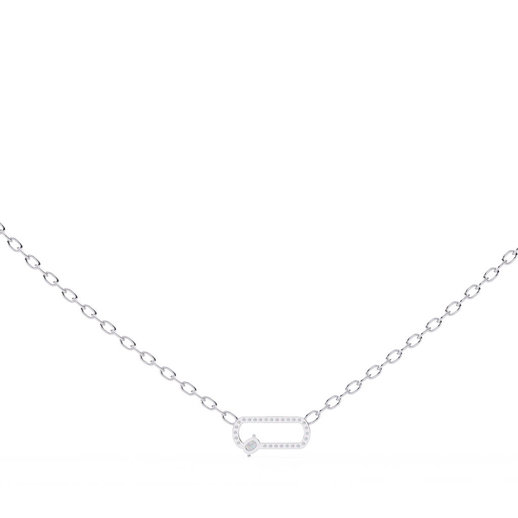 Natural Diamond Geometric Link Pendant