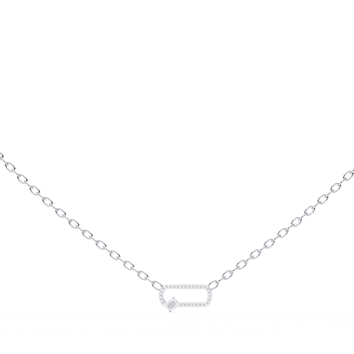 Natural Diamond Geometric Link Pendant
