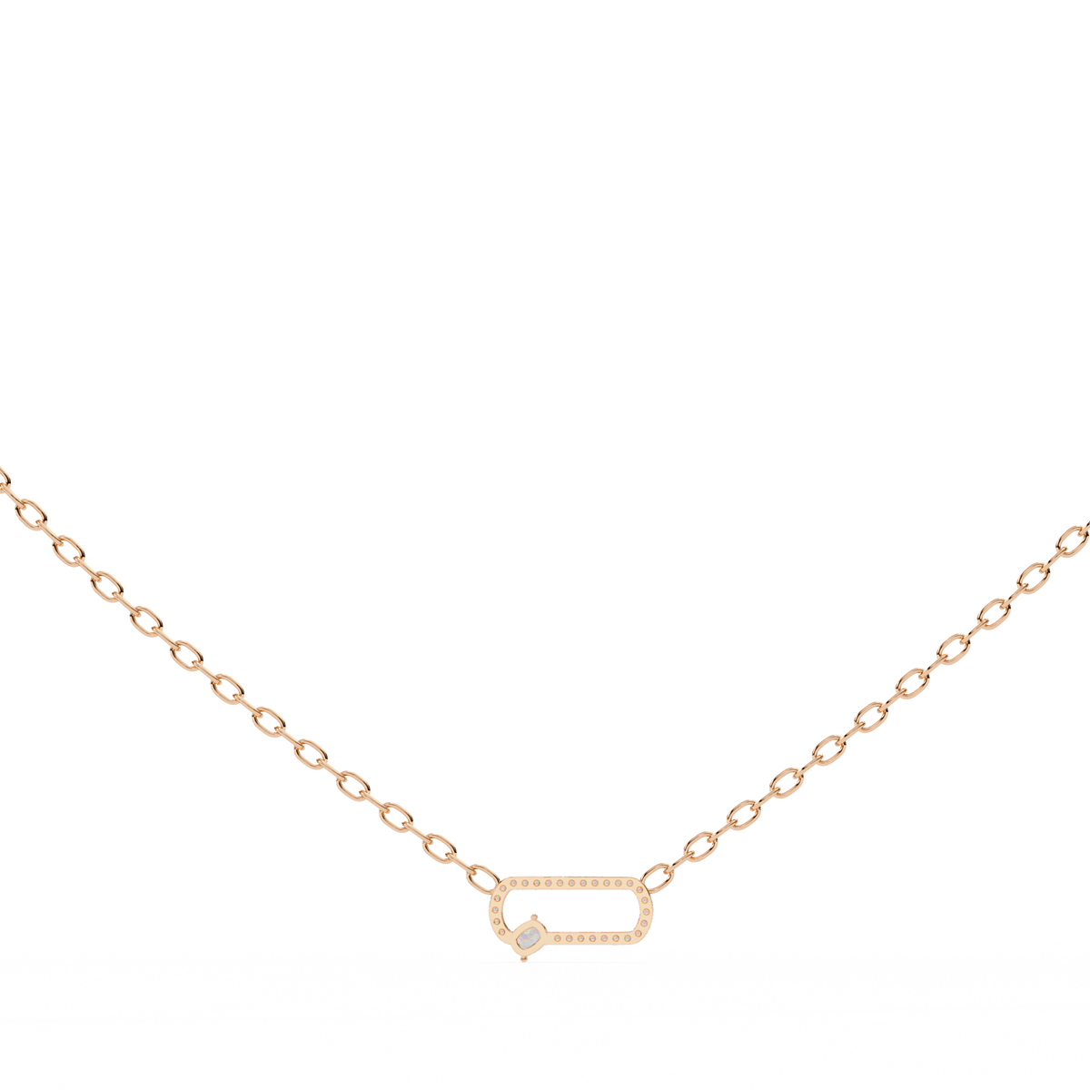 Natural Diamond Geometric Link Pendant