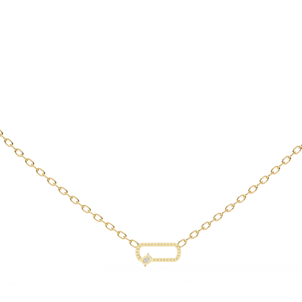 Natural Diamond Geometric Link Pendant