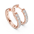 Gold Diamond Shared Prong Huggie Hoop Earrings