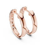 Gold Diamond Shared Prong Huggie Hoop Earrings