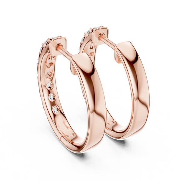 Gold Diamond Shared Prong Huggie Hoop Earrings