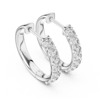 Gold Diamond Shared Prong Huggie Hoop Earrings