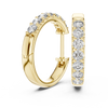 Gold Diamond Shared Prong Huggie Hoop Earrings