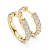 Gold Diamond Shared Prong Huggie Hoop Earrings