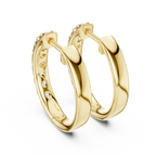 Gold Diamond Shared Prong Huggie Hoop Earrings