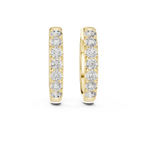 Gold Diamond Shared Prong Huggie Hoop Earrings