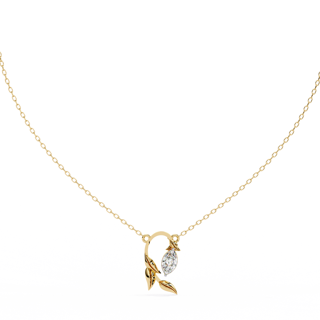 Leaf Bud Natural Diamond Pendant