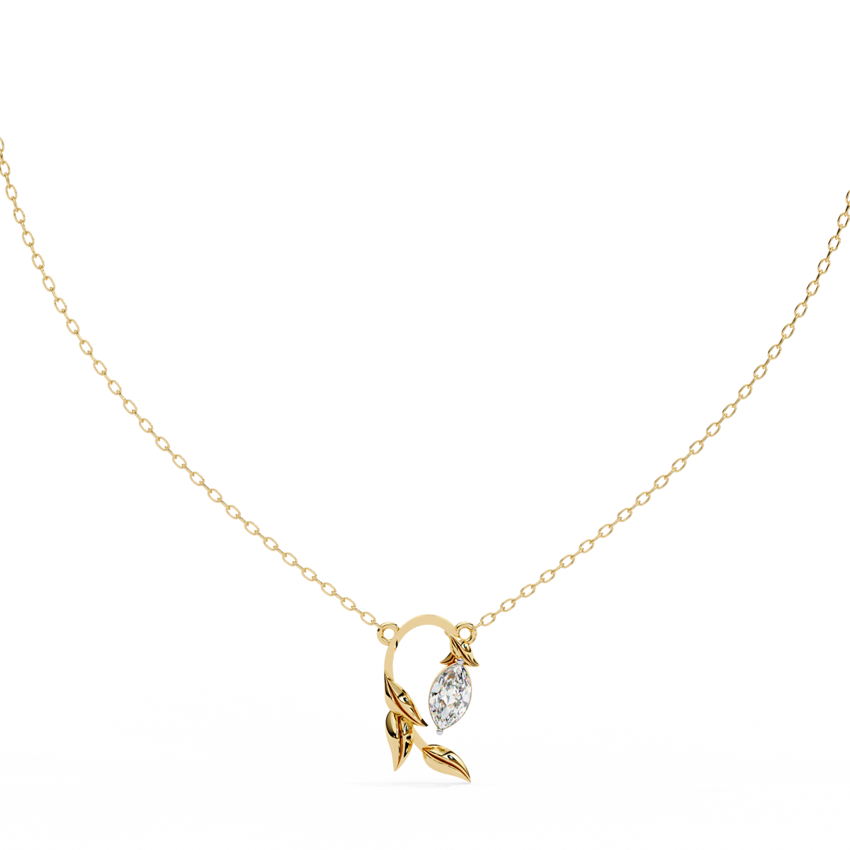 Leaf Bud Natural Diamond Pendant