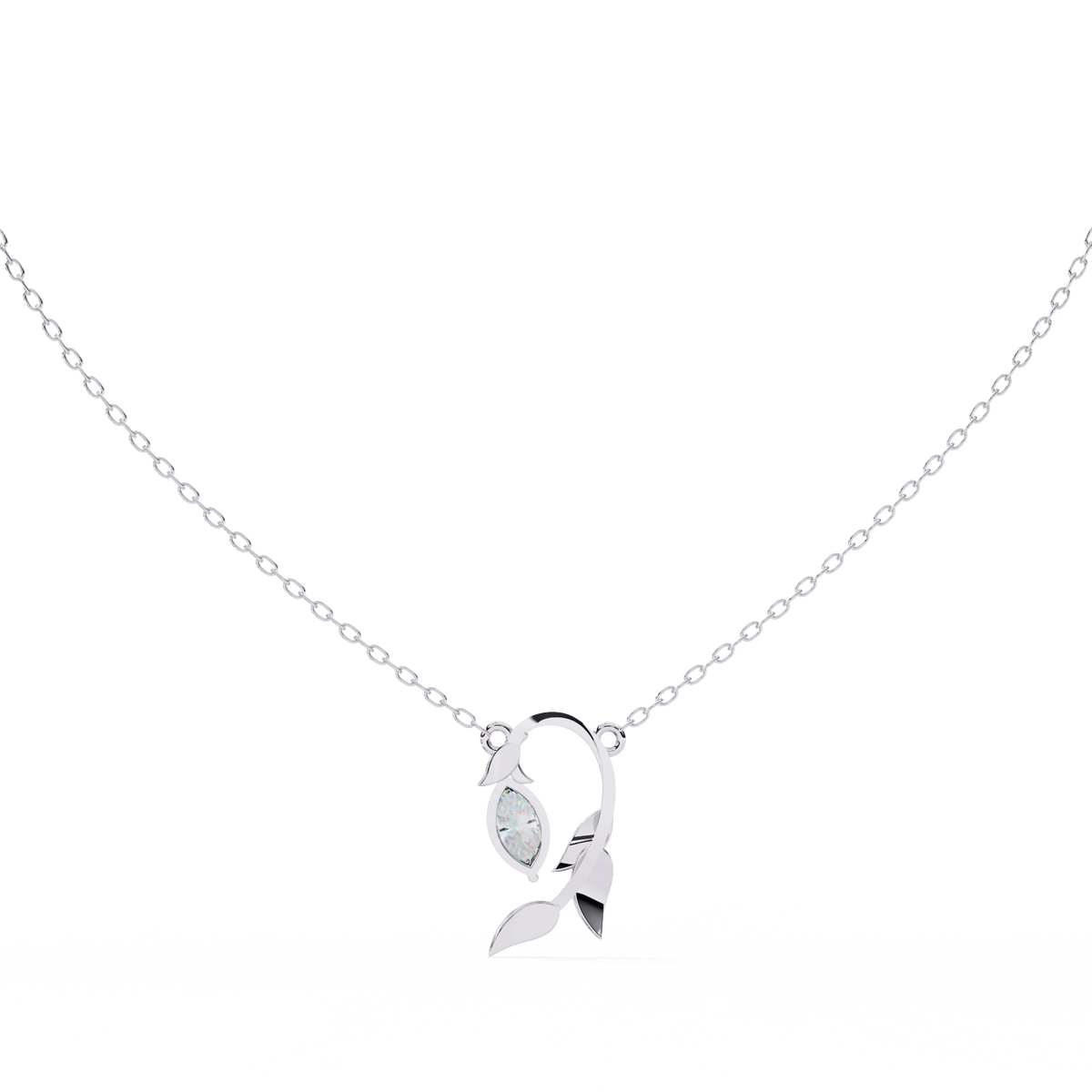 Leaf Bud Natural Diamond Pendant