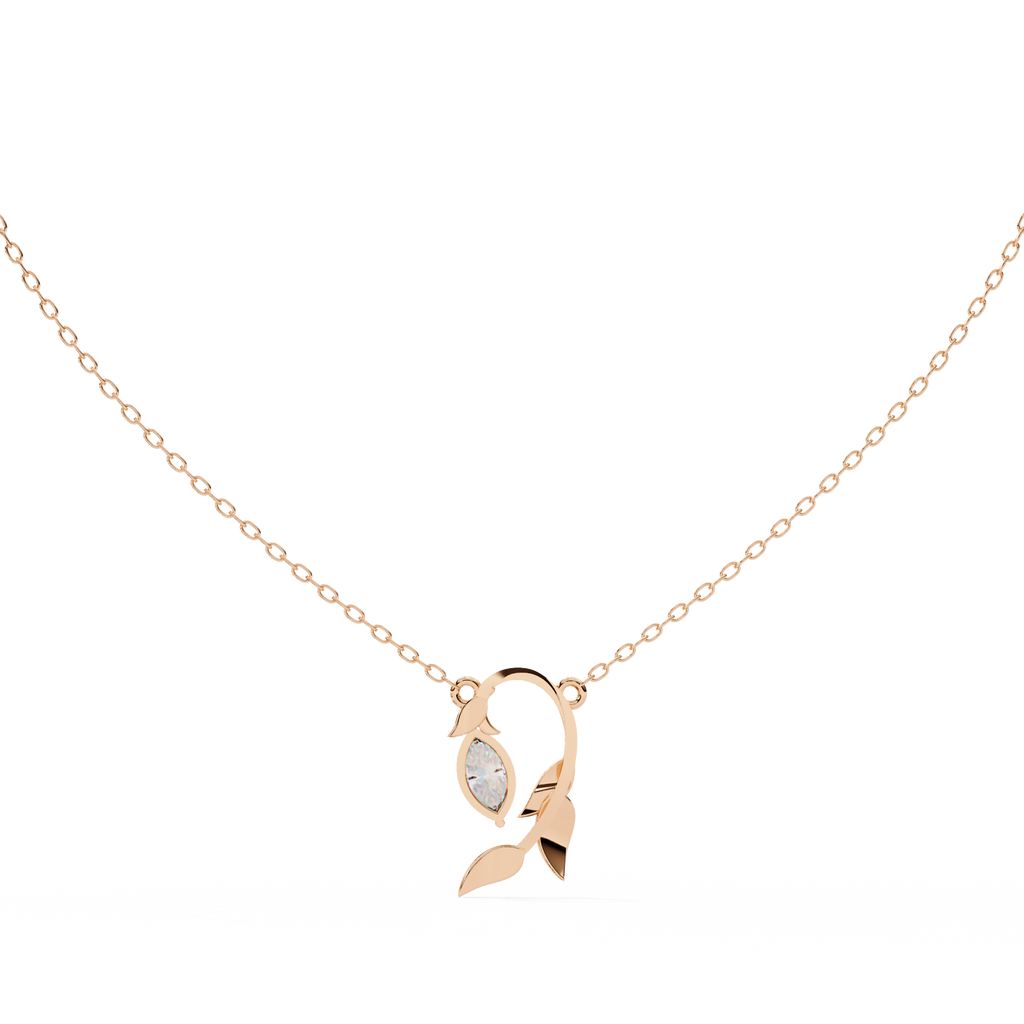 Leaf Bud Natural Diamond Pendant