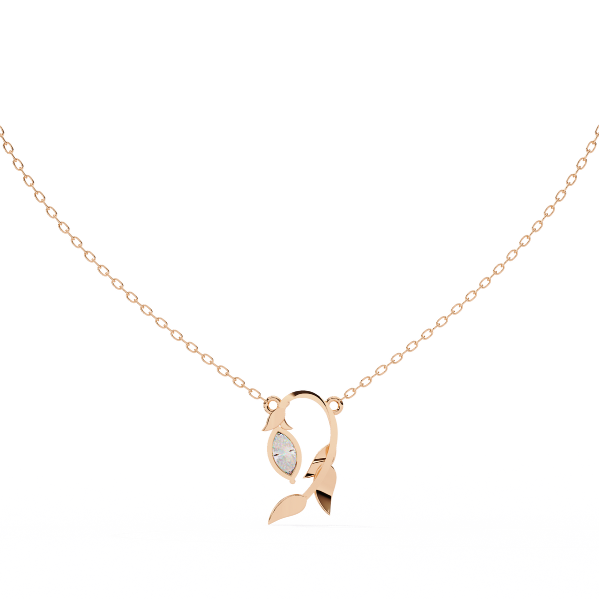 Leaf Bud Natural Diamond Pendant