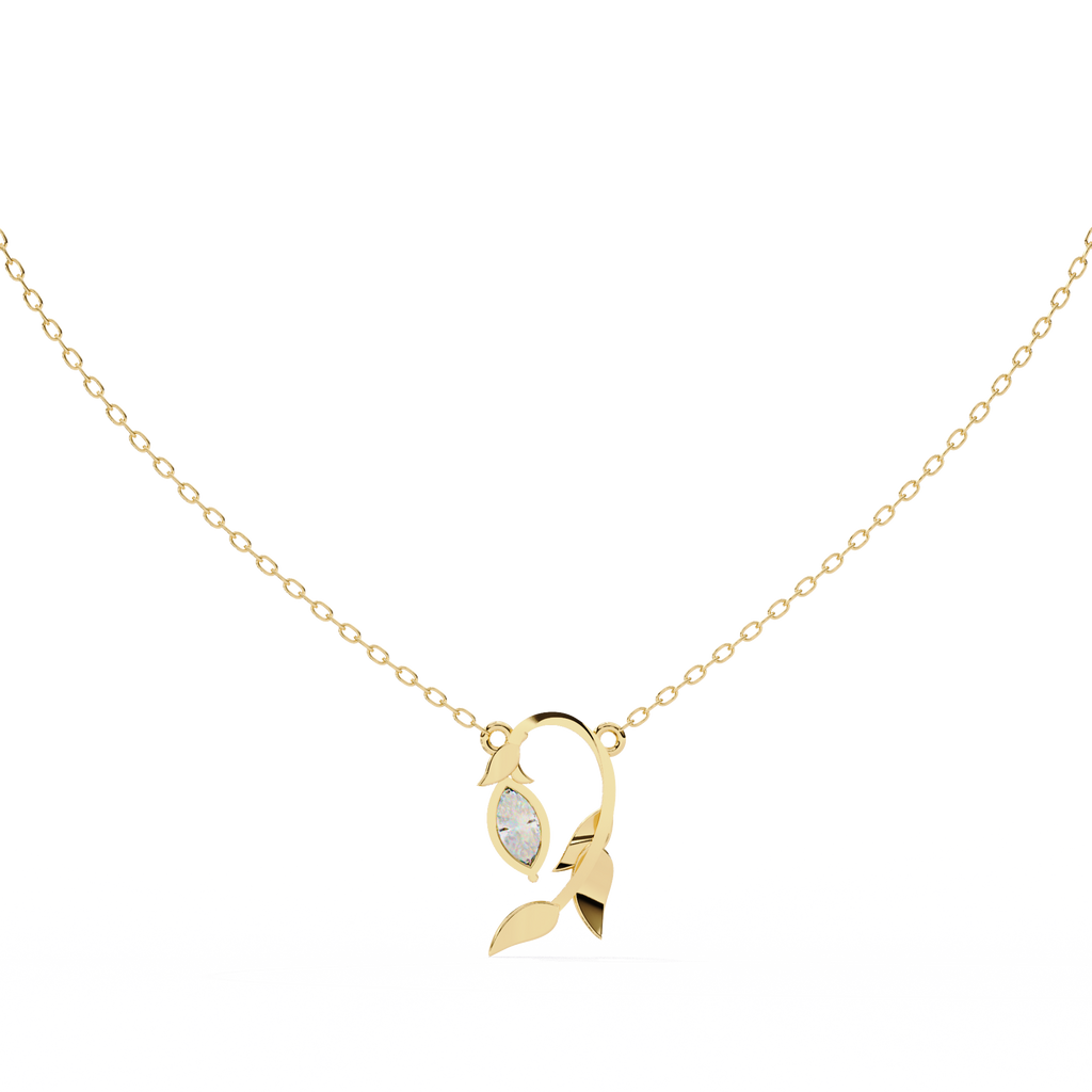 Leaf Bud Natural Diamond Pendant