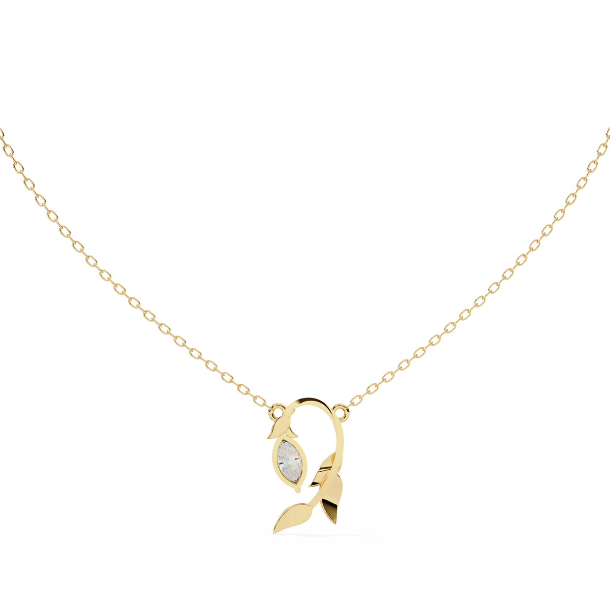 Leaf Bud Natural Diamond Pendant