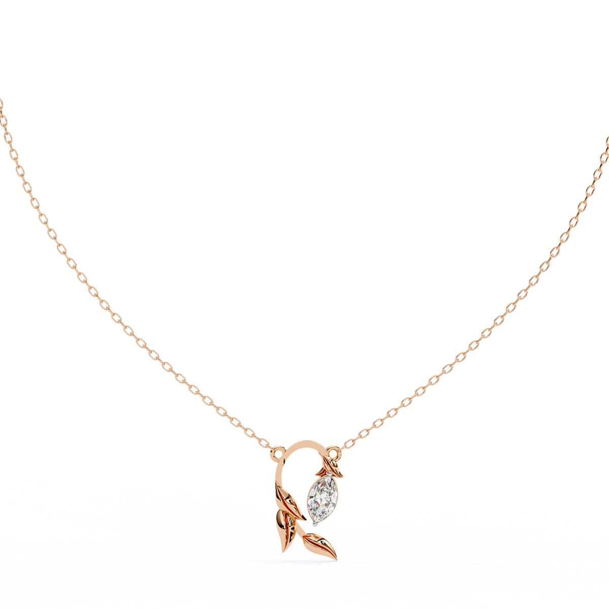 Leaf Bud Natural Diamond Pendant