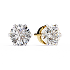 Yellow Gold Four-Prong Round Brilliant Solitaire Diamond Stud Earring