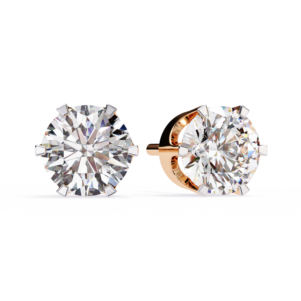 Rose Gold Four-Prong Solitaire Diamond Stud Earrings