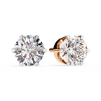 Rose Gold Four-Prong Solitaire Diamond Stud Earrings