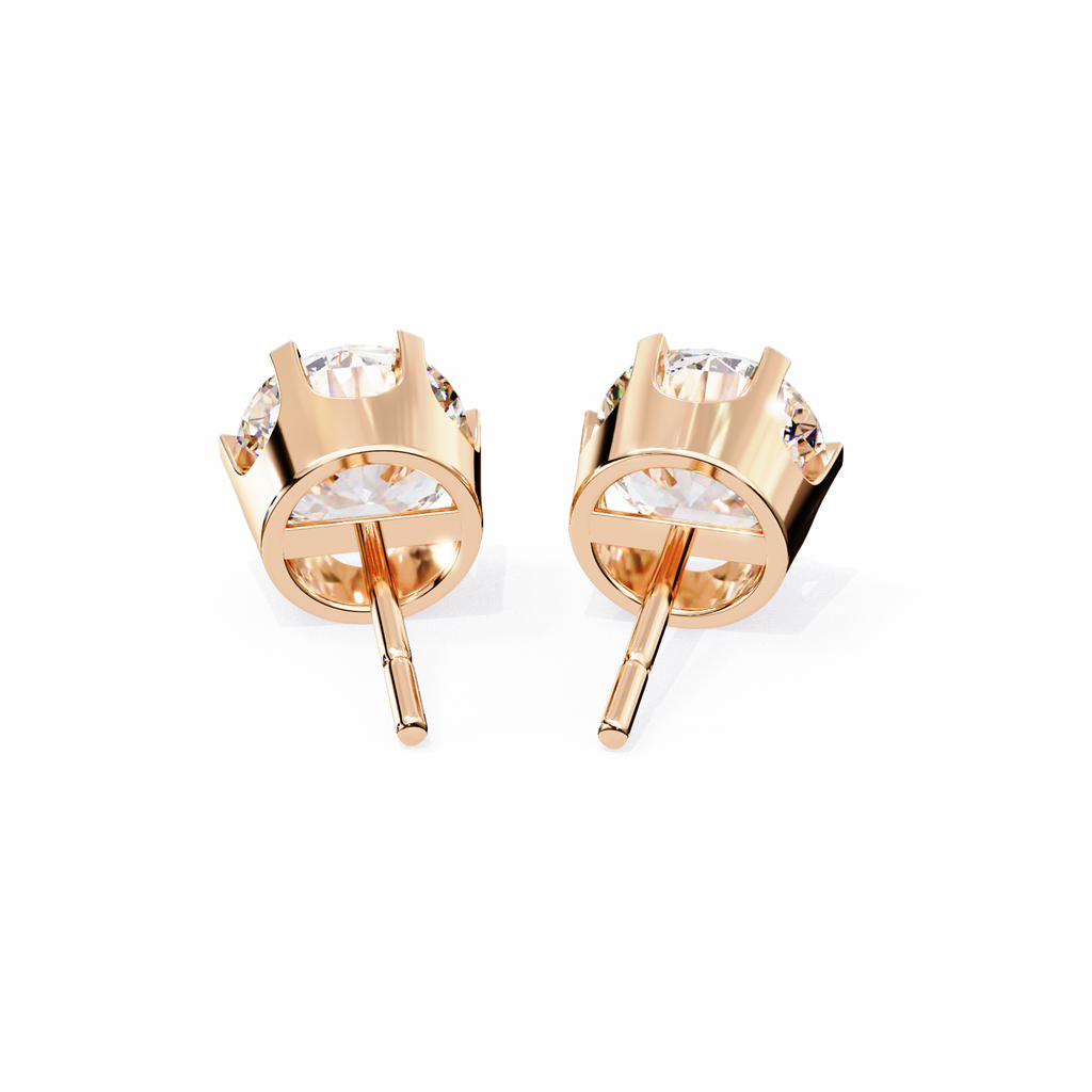 Rose Gold Four-Prong Solitaire Diamond Stud Earrings