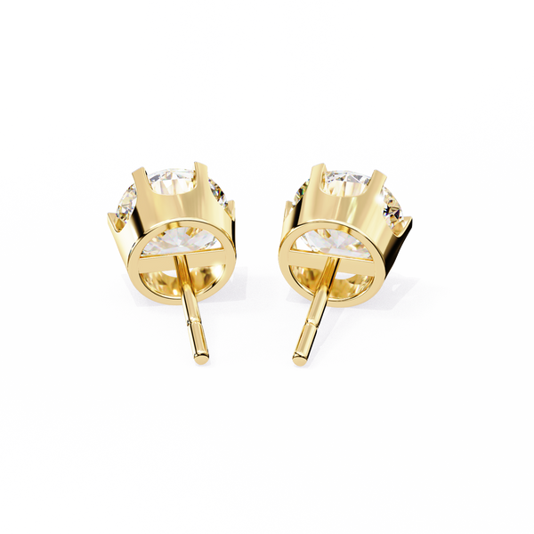 Gold Four-Prong Round Brilliant Solitaire Diamond Stud Earring