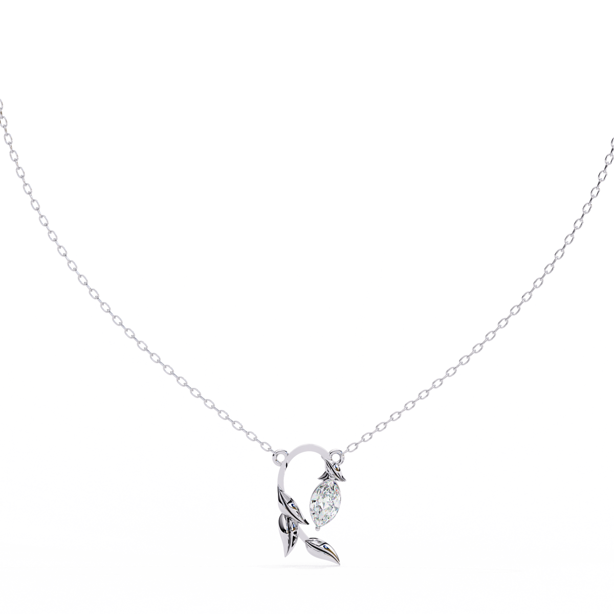 Leaf Bud Natural Diamond Pendant