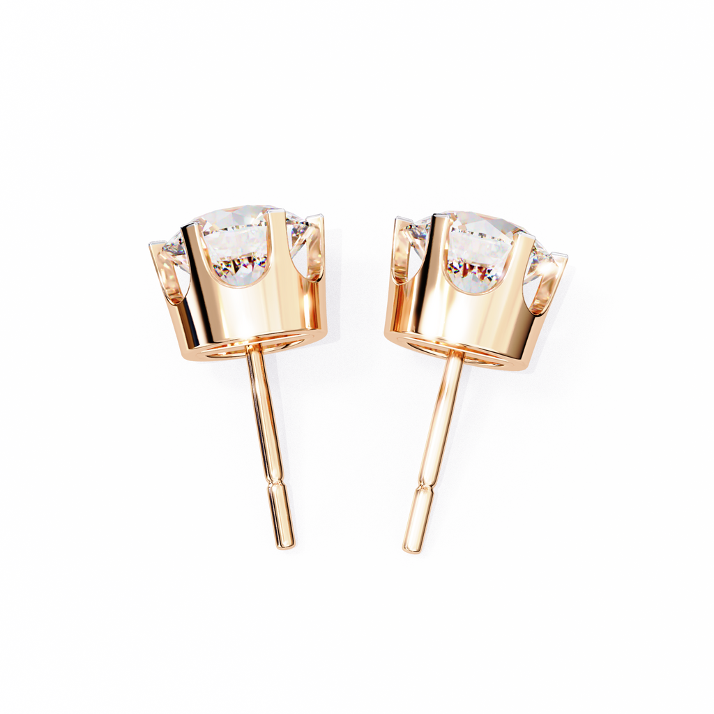 Rose Gold Four-Prong Solitaire Diamond Stud Earrings