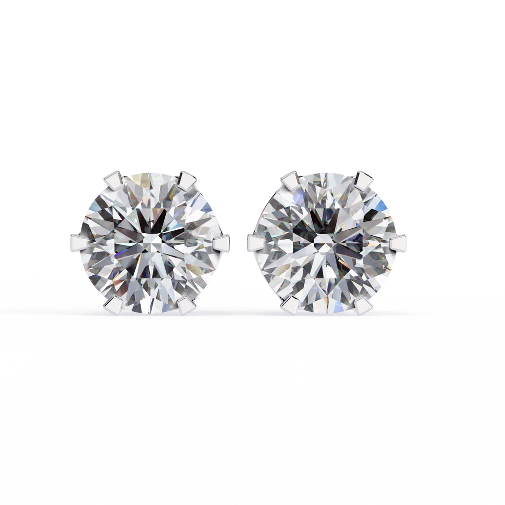 Rose Gold Four-Prong Solitaire Diamond Stud Earrings
