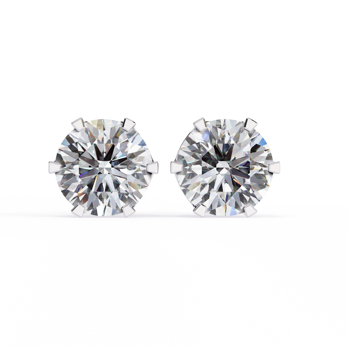 Rose Gold Four-Prong Solitaire Diamond Stud Earrings