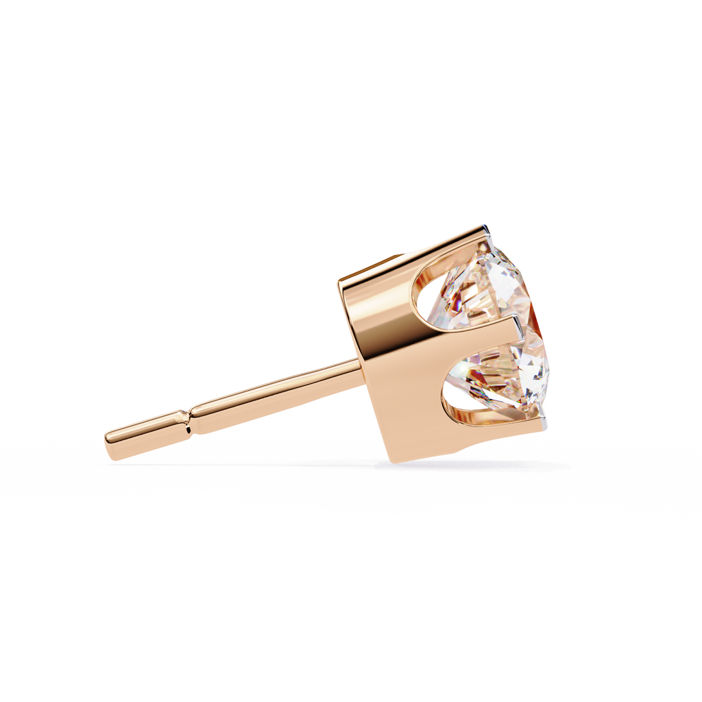 Rose Gold Four-Prong Solitaire Diamond Stud Earrings