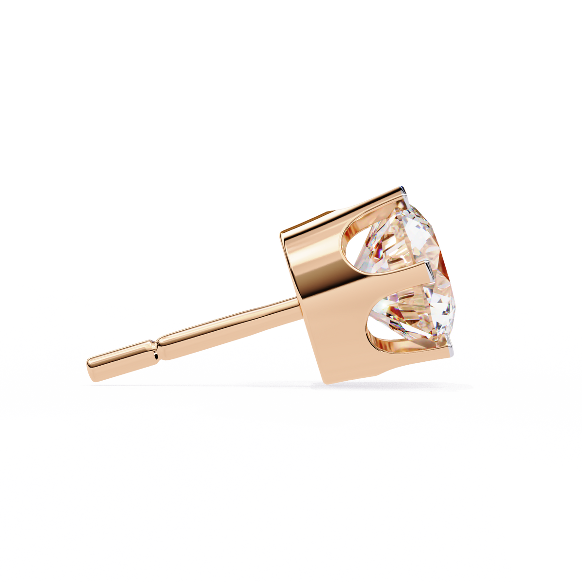 Rose Gold Four-Prong Solitaire Diamond Stud Earrings