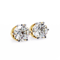 Yellow Gold Four-Prong Round Brilliant Solitaire Diamond Stud Earring