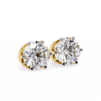 Yellow Gold Four-Prong Round Brilliant Solitaire Diamond Stud Earring