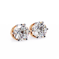 Rose Gold Four-Prong Solitaire Diamond Stud Earrings