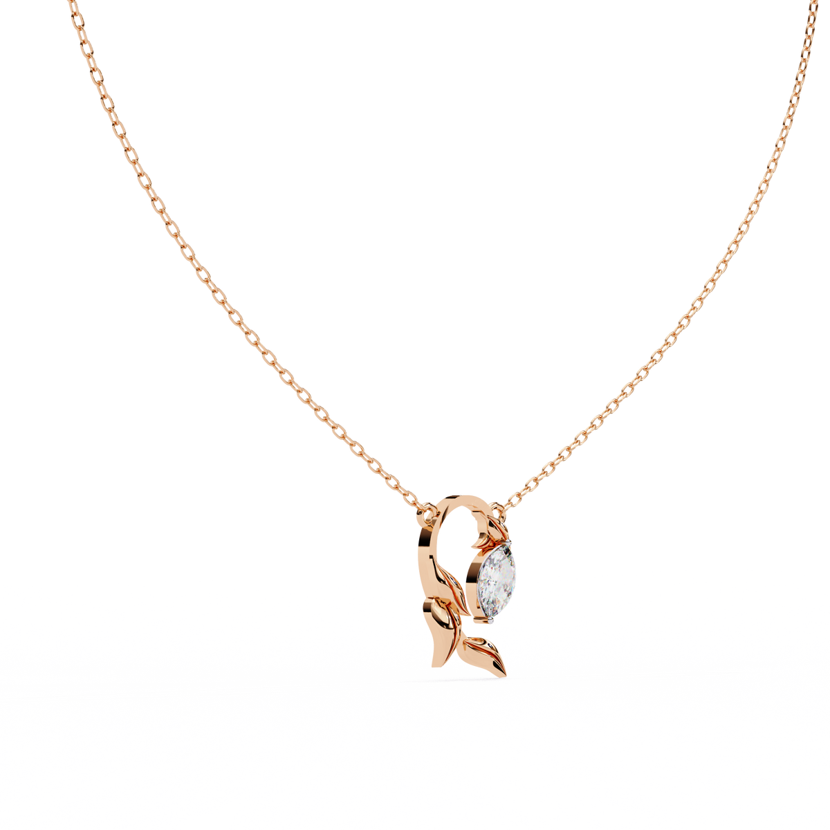 Leaf Bud Natural Diamond Pendant