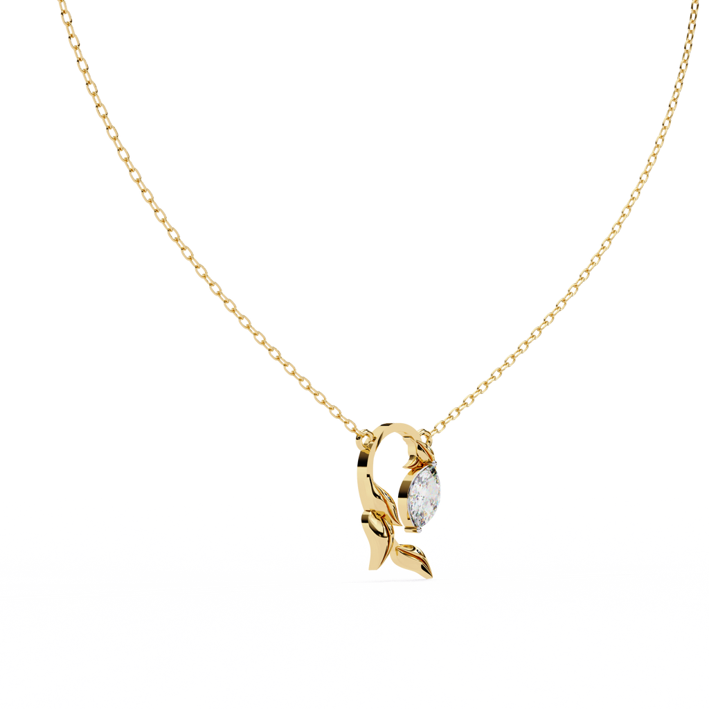 Leaf Bud Natural Diamond Pendant