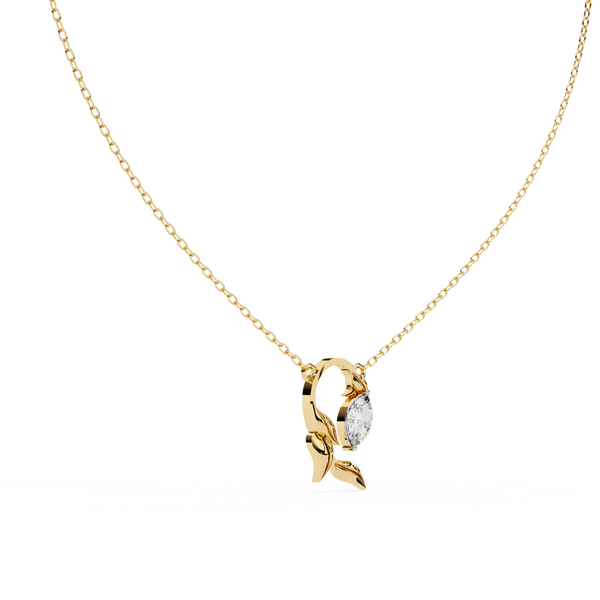 Leaf Bud Natural Diamond Pendant