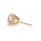 Rose Gold Heart Basket Solitaire Diamond Stud Earrings