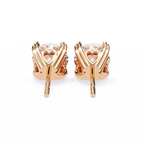 Rose Gold Heart Basket Solitaire Diamond Stud Earrings