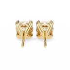 Yellow Gold Round Brilliant Diamond Heart Gallery Stud Earring
